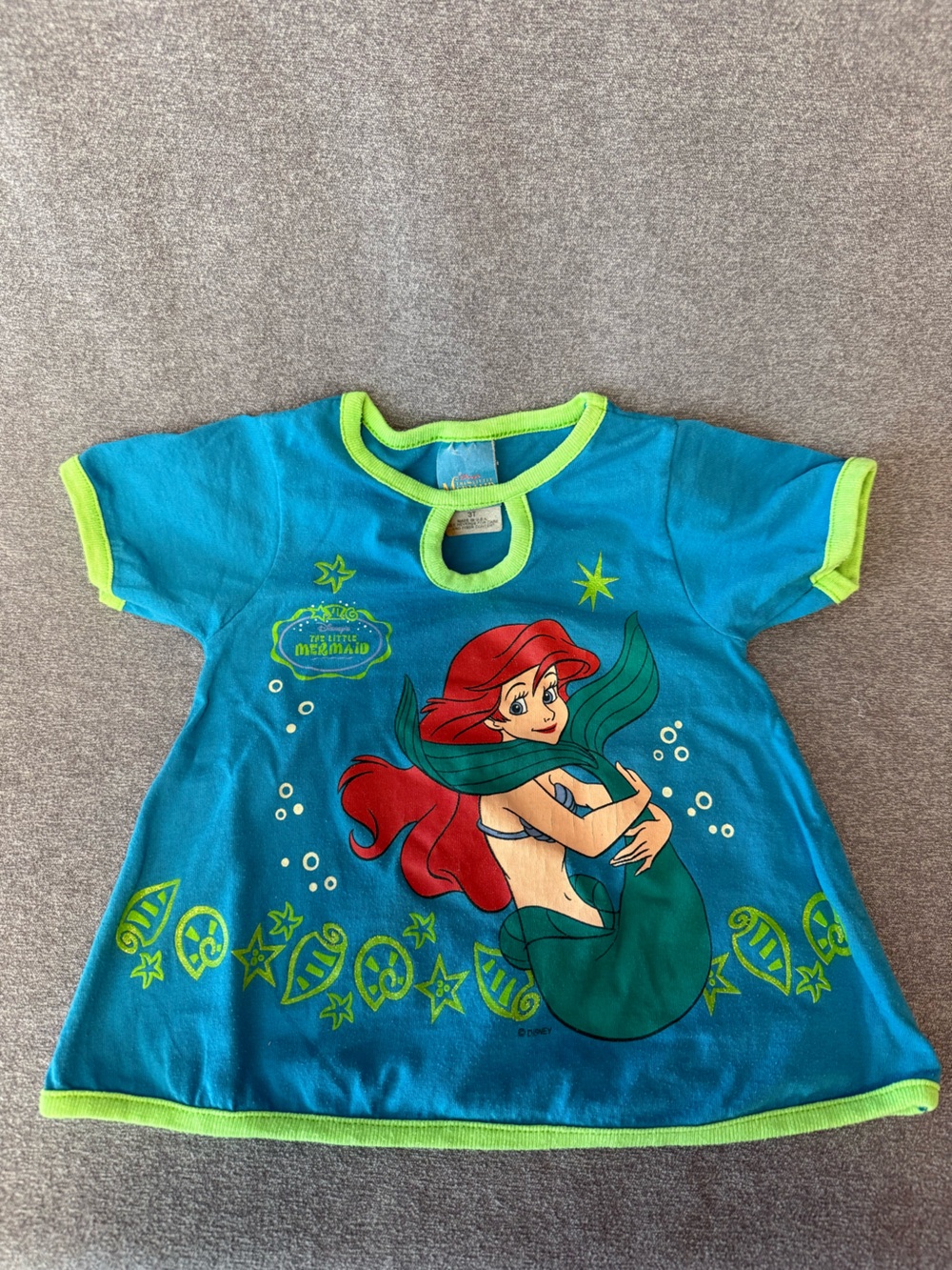 Vintage Disney The Little Mermaid Ariel Turquoise Keyhole Top 3T